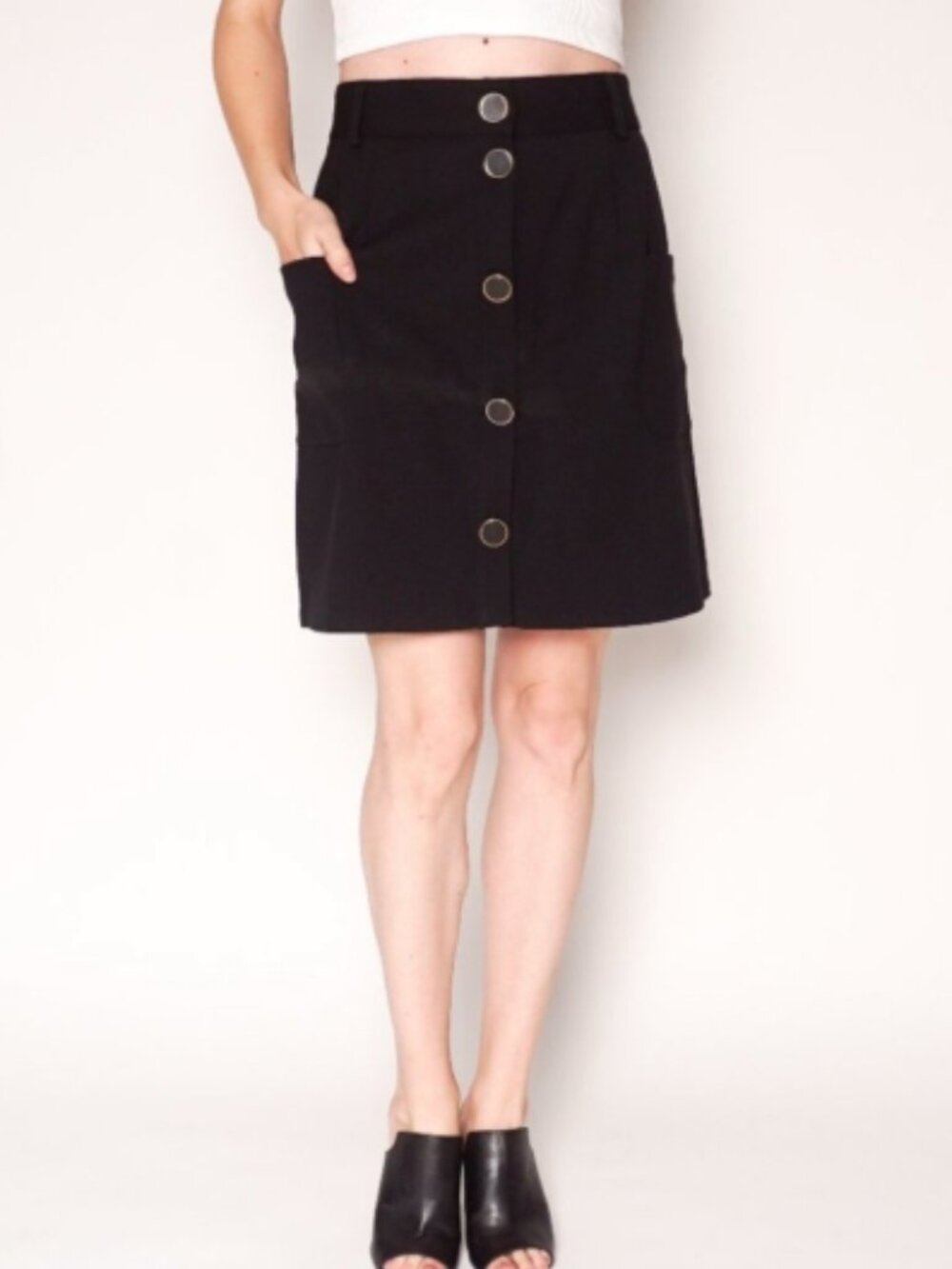 Sezane Twee Wool Button Front Mini Skirt Black Size 36 (US 4/Small)
